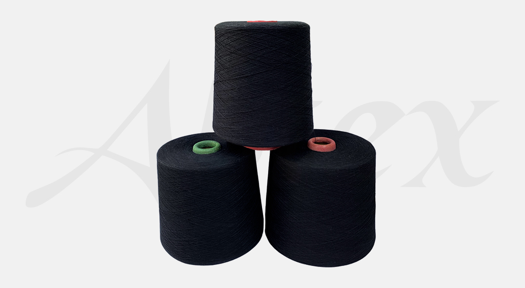 Black dyed cotton yarn