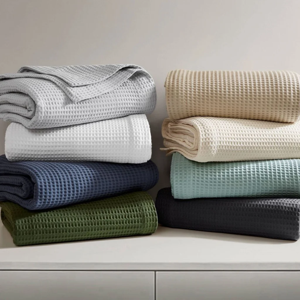 Cotton waffle blankets in multiple colors for wholesale buyers
