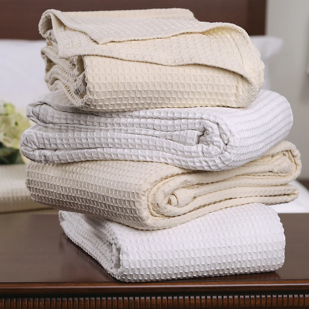 Premium waffle blankets for export and hospitality supply