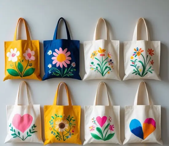 Colourful printed canvas tote bag collection