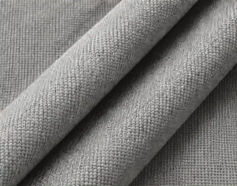 Close-up of light grey canvas fabric texture