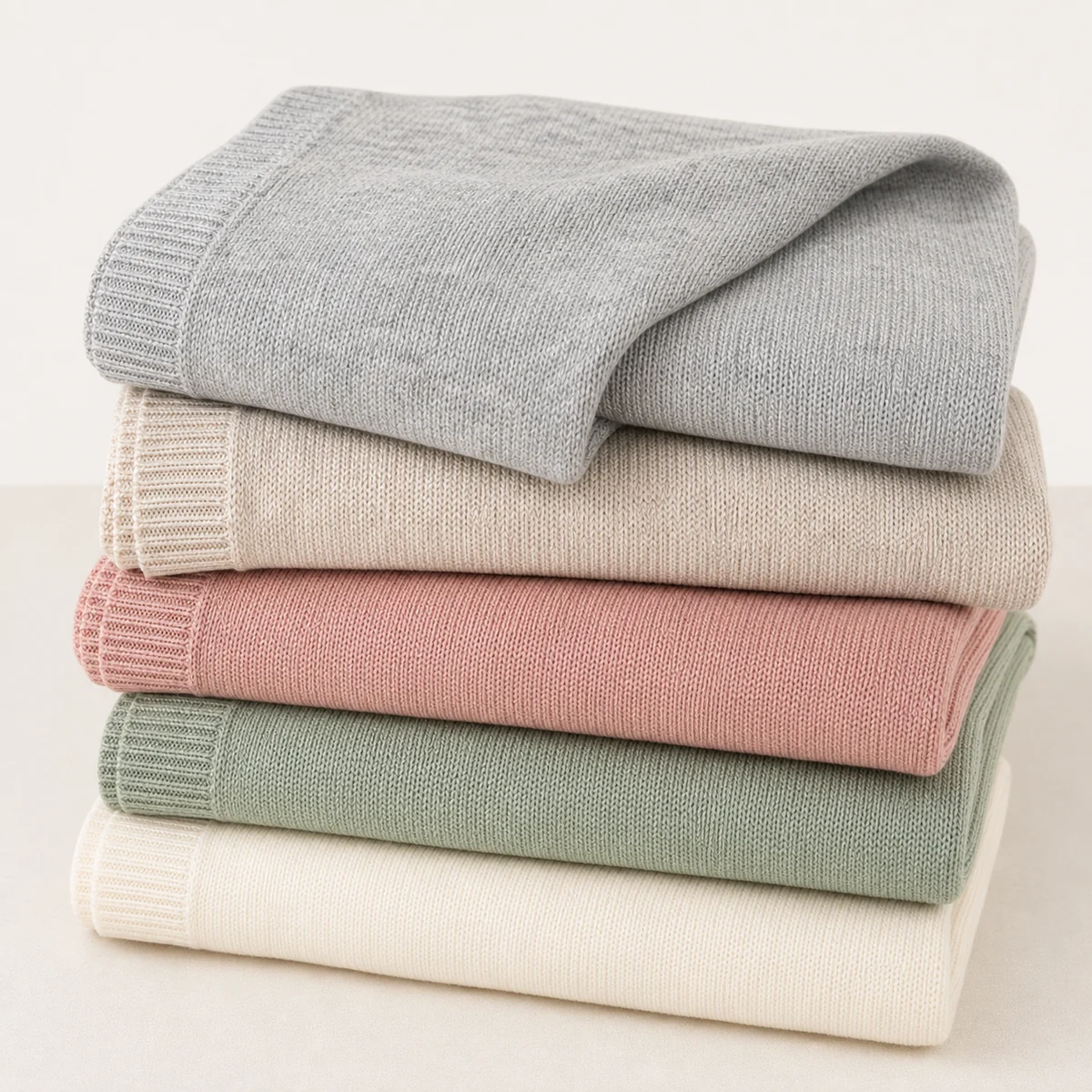 100% cotton flat knit baby and kids blankets in melange and solid colours