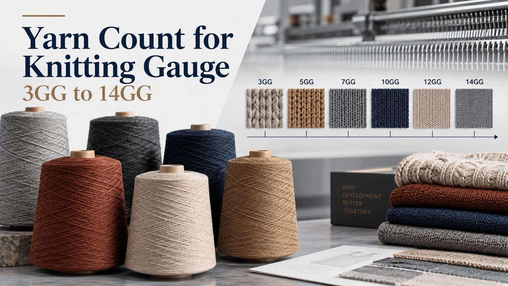 Yarn count for knitting gauge guide for 3GG to 14GG wool blend sweaters
